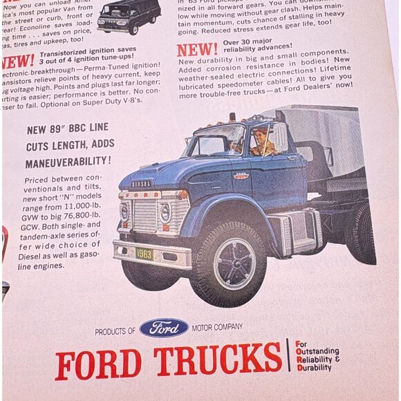 1963 Ford Trucks Vintage Print Ad 60s New Models Pickups BBC Line Autos Cars - Picture 6 of 6